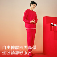 猫人(MiiOW)秋冬【肖战同款】暖绒绒家居服款男士女士睡衣红色套头 红色提花-代言人同款 L