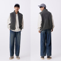 森马(Semir)马甲男2024秋抗静电摇粒绒外套保暖立领内搭纯色上衣109724103104 中灰20410 XXL