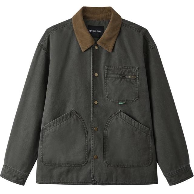 gxgjeans 25年秋新品 美式工装风底特律翻领宽松夹克 军绿