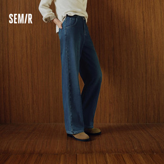 森马（Semir）牛仔裤女抓毛阔腿裤港风冬季2025显腿长拖地裤ins潮109725124002 XL 牛仔黄泥染80325