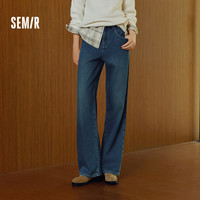 森马(Semir)牛仔裤女抓毛阔腿裤港风冬季2025显腿长拖地裤ins潮109725124002