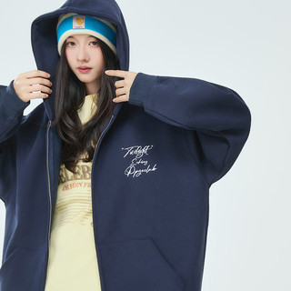 PPGE开衫卫衣连帽女秋季户外保暖运动外套时尚印花大口袋上衣外套 藏青 M