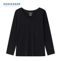 舒雅(Schiesser)女士3A抗菌肌底衣系列V领长袖保暖秋衣上衣E0/23935Q 黑色 XL 【65-70公斤】