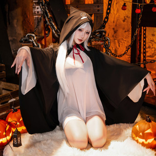 霏慕情趣连帽披风透视套装蝙蝠文胸角色扮演万圣节cosplay女性感刺激 情趣睡衣套装【文胸+T恤衫+连帽披肩+T裤+绷带】
