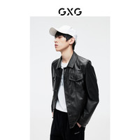 GXG男装24年秋 经典翻领皮衣短款