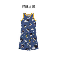 ibaby/英伦宝贝婴幼儿童睡衣春夏季男女宝宝小孩分体恒温针织印花 好眠树懒 80