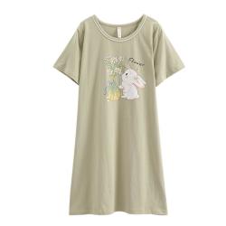 芬腾 睡裙女士夏季纯棉薄款可爱短袖睡衣家居服女生夏天性感连衣裙