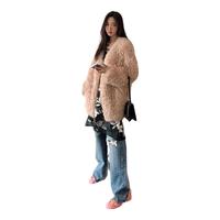 付智恩桃桃乌龙 托斯卡纳皮毛一体外套女减龄羊羔毛皮草大衣冬季