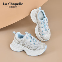 拉夏贝尔(La Chapelle)女鞋老爹鞋女百搭厚底休闲鞋低帮系带软底运动跑步鞋子女 蓝色-MJ88-92 35