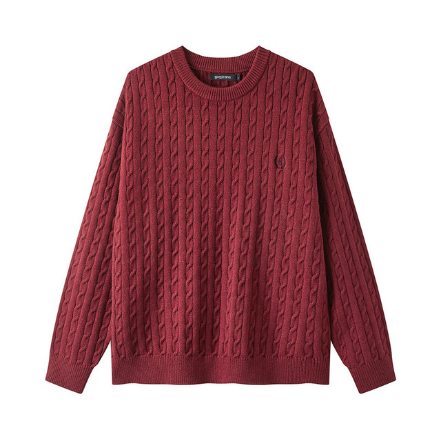 今日必买：gxgjeans 清仓！25年冬新品 美式刺绣绞花毛衣针织衫 安哥拉红