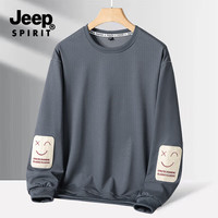 JEEP SPIRIT吉普卫衣男2025重磅宽松圆领长袖秋季流行男士百搭套头衫 灰色 L