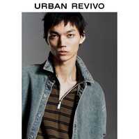UR2025春季新款男装潮流做旧洗水字母刺绣牛仔衬衫UV850025