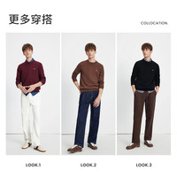 Navigare意大利小帆船休闲针织衫男款2025春秋季新款圆领净色毛衣打底衫 暗夜黑 L