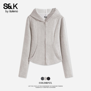 班尼路 S&K 系列开衫连帽卫衣短款外套女秋冬女装简约百搭运动风上衣