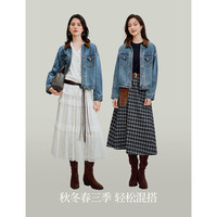 INMAN/茵曼 复古拼接设计 女士牛仔外套