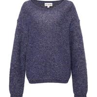 EP雅莹女装 珠片马海毛羊毛一字领套头针织衫毛衣 2025秋装9531A 紫色 S