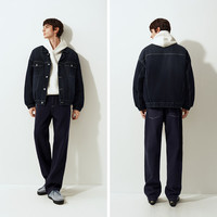 森马（Semir）牛仔裤男猫须做旧复古宽松直筒裤2025秋冬长裤子经典109725124103 牛仔深蓝88302 33