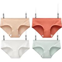 蕉内311S女士纯棉内裤精梳棉中腰无痕柔软透气条纹防夹臀三角裤4件装 柔青,暖白,奶油肤,软木 4条 M