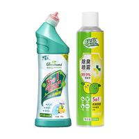 绿岛洁厕灵马桶清洁剂卫生间除臭垢厕所溶解剂杀菌消毒去异味 马桶喷雾318ml*3+洁厕剂500g*4