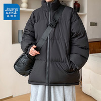 真维斯（JEANSWEST）棉服男保暖棉衣冬季款加厚棉袄新款男装2025男士外套男款冬天棉服 黑色 纯色 M