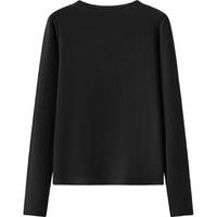 森马（Semir）长袖T恤女紧身简约百搭2025春圆领打底衫101125101007 黑色90001 XL