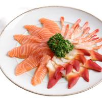纯尔冰鲜挪威三文鱼刺身拼盘 甜虾北极贝净重300g 源头直发