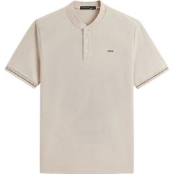 GXG 男装 夏季袖口撞色亨利领小刺绣Polo衫短袖 卡其色 180/XL XL （尺码偏小）