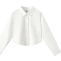 森马（Semir）长袖衬衫女短款纯棉衣服秋季oversize收腰衬衣小个子101524105010 白色调00411 L
