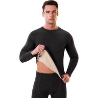 雅鹿羊毛蚕丝保暖内衣男士秋冬季抗寒加绒加厚秋衣秋裤套装 黑色 XL (175) 120-150斤