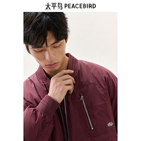 太平鸟男装羽绒服美式复古冬棒球领防寒飞行夹克外套 酒红色 2XL 酒红色 第一批