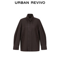 URBAN REVIVO 撞色明线 女士棉质外套  暗紫 M
