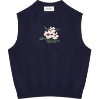 ERDOS 25秋冬圆领立体花朵装饰通勤内搭上衣女套衫背心羊绒衫 藏蓝 2XL 175/96A