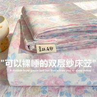 星寇双层纱云感软糯床笠罩床罩单件床套席梦思床垫保护罩防尘罩 芊芊花海 200cm*90cm