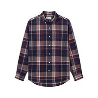 GANT 春季法兰绒格纹翻领舒适百搭复古男衬衫 604丰泽红色 M