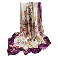 达芬奇密码 春秋缎面大方巾长巾丝巾女 国风保暖丝巾 大雅之秀 灰色暗红