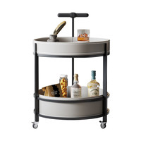 现代都市意式马鞍皮小推车沙发边几客厅家用卧室书房可移动带轮茶几高级感 马鞍皮小推车【灰色】