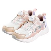 江博士秋季男女儿童免系鞋带旋钮式松紧学步鞋 轻便耐磨儿童运动鞋 白/粉红 27码 脚长约16.2-16.8