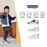 江博士（DR·KONG）秋季学步鞋男女宝复古撞色拼接轻便舒适透气儿童板鞋 米/粉红 32 脚长约19.6-20.1