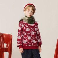 马骑顿(MQD)【拜年服】男大童冬季喜庆满版潮酷休闲新年半高领毛衣 中国红 150