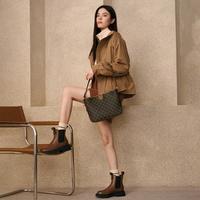 秋冬款保暖时尚简约舒适休闲烟筒靴粗跟女短靴