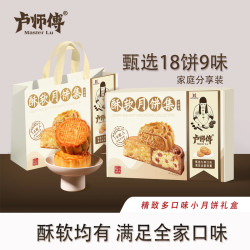 卢师傅 黑芝麻红枣花生椰蓉五仁酥软集月饼多口味中秋月饼点心