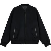 杰克·琼斯（JACK&JONES）男装春秋略宽松版型时尚潮流百搭舒适棒球领毛呢大衣男224427032 黑色E40 常规 黑色E40 S 170