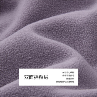佐丹奴休闲外套女摇粒绒纯色袋鼠兜立领插肩抓绒衣女13374810 76灰脊紫 XL