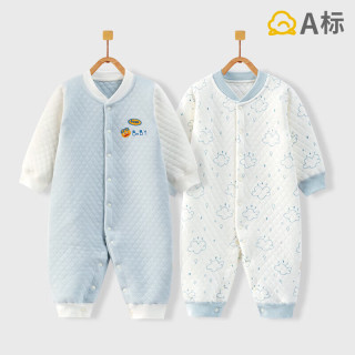 班杰威尔 婴儿夹棉连体衣 蓝企鹅+卡特熊 80cm 2件装