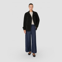 MaxMara2025秋冬女装绵羊毛双排扣系带风衣式大衣9086025106& 黑色 36