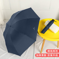 三栖虎德国品质全自动雨伞大号24骨大伞女晴雨两用遮阳伞太阳折叠伞 手动反向黑胶伞-曜石黑 8骨