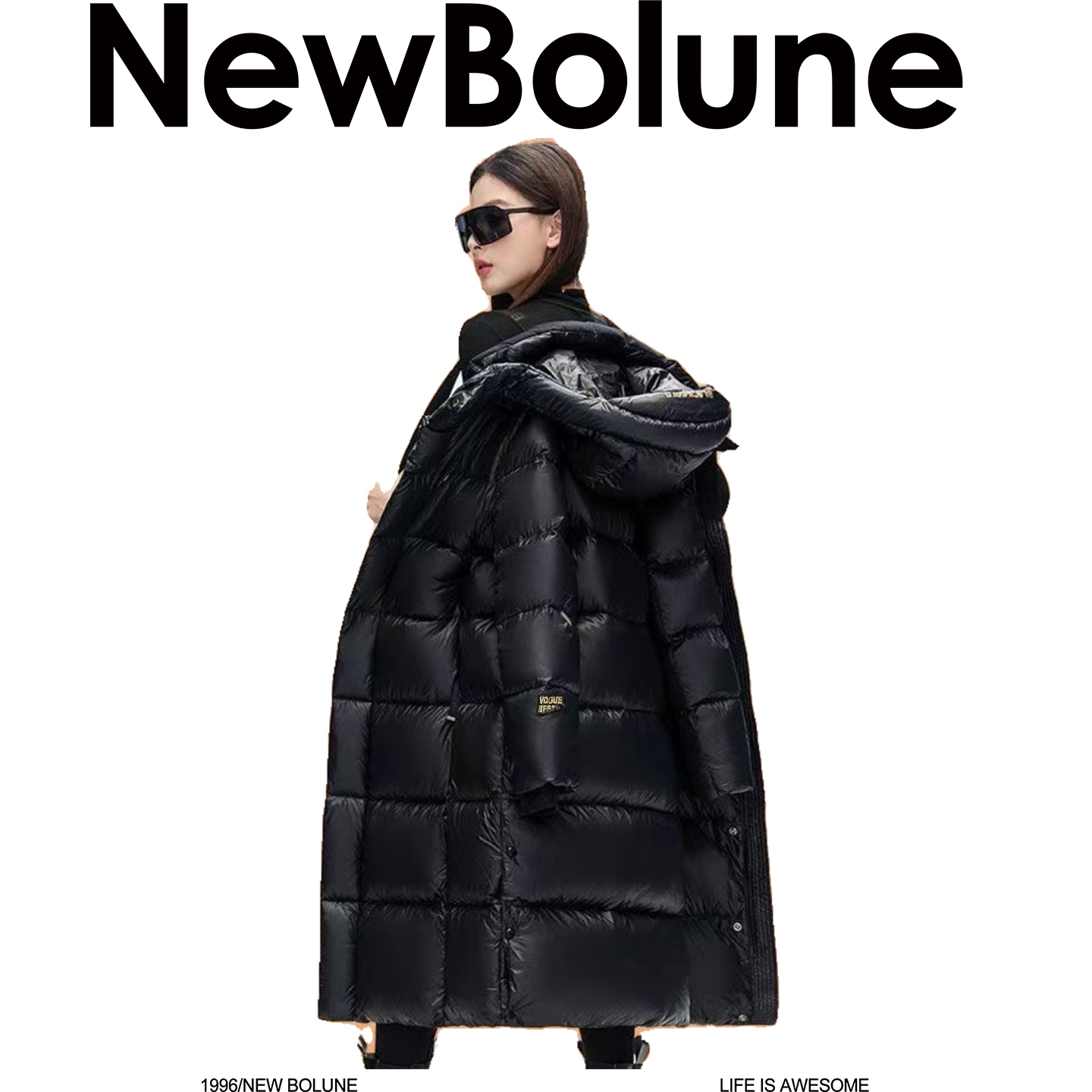  BOLUNE/新百伦男女同款潮流保暖棉衣加厚石墨烯黑金外套