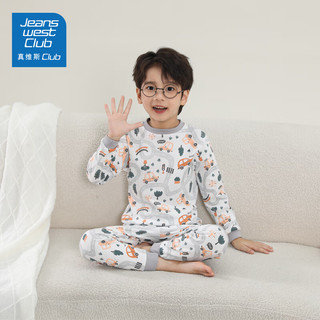 JEANSWEST CLUB真维斯集团儿童秋衣套装女童家居服男童秋冬款睡衣纯棉内衣套 【秋衣套装】粉累趴鸭 150 身高130-140CM