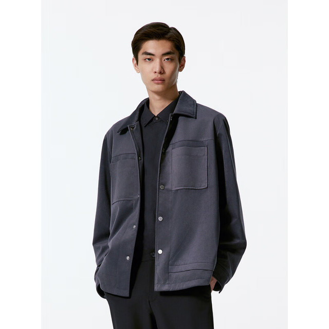 今日必买：GXG 男装绒面质感时尚夹克男外套24秋季 灰色