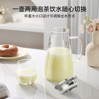 乐唯诗冷水壶高硼玻璃水壶耐高温凉水壶家用大容量果汁冷泡壶扎壶凉水杯 乐韵冷水壶【透明】一壶四杯套装